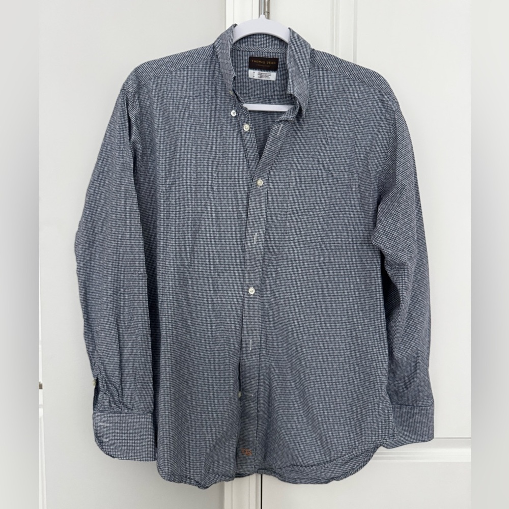 Thomas Dean Blue Patterned Men's Shirt